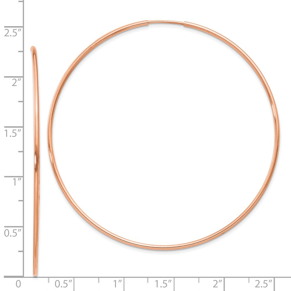 14k Rose Gold 60 mm Polished Endless Hoop Earrings (1.97 grams)