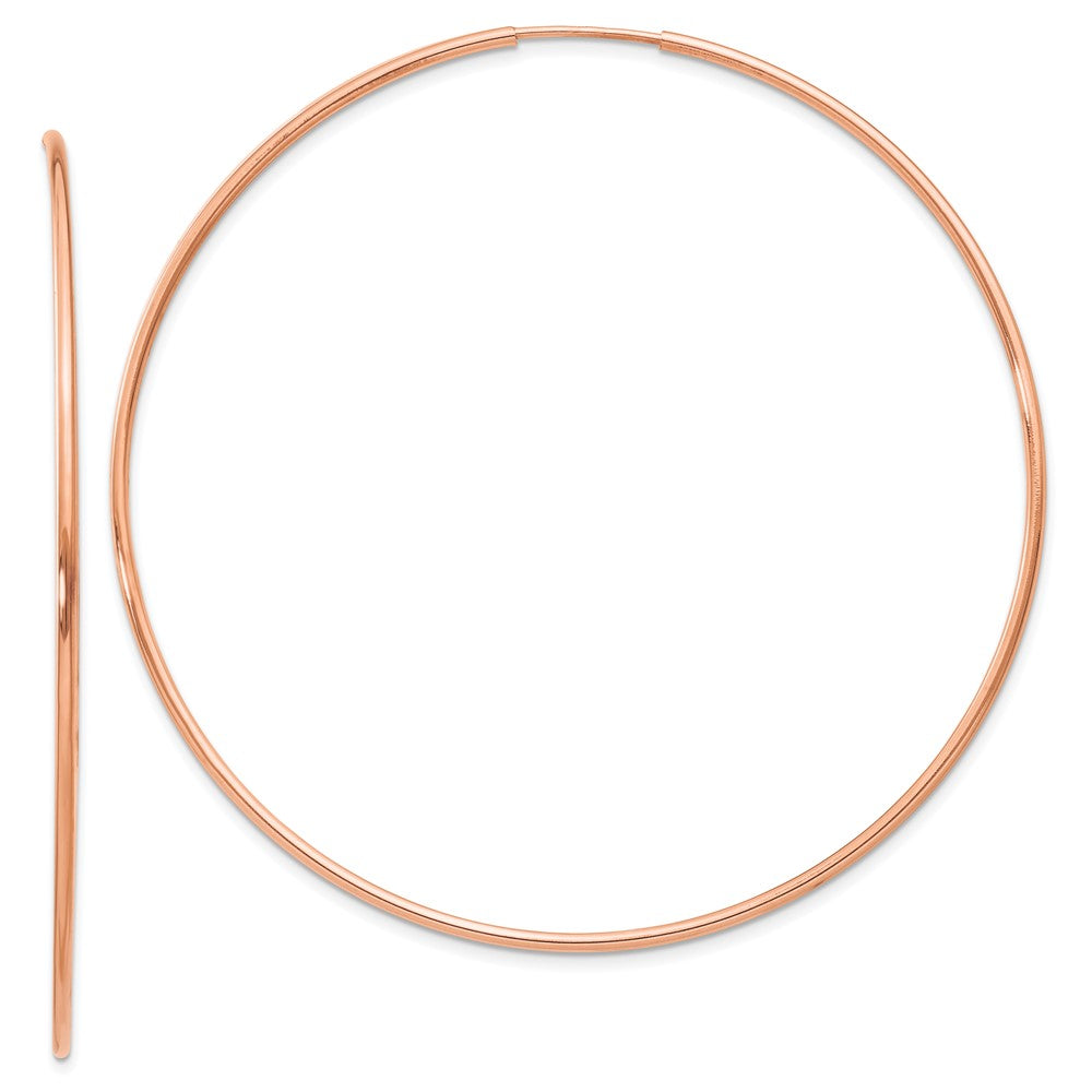 14k Rose Gold 60 mm Polished Endless Hoop Earrings (1.97 grams)