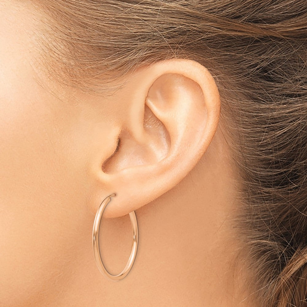 14k Rose Gold 30 mm Hoop Earrings (1.42 grams)