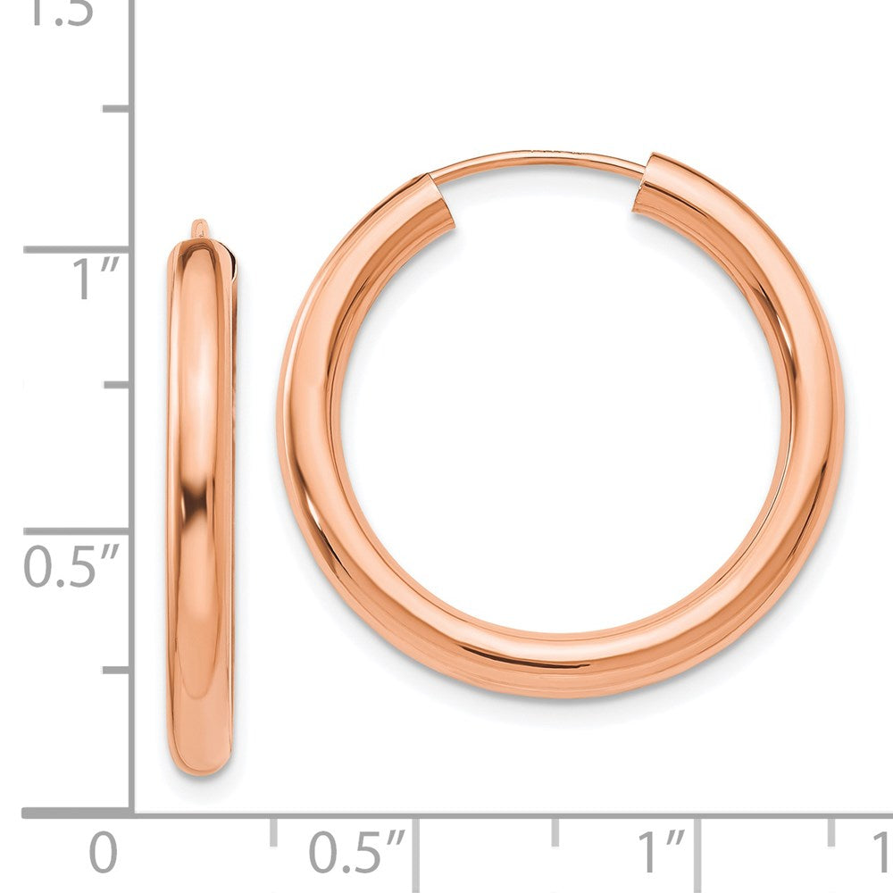 14k Rose Gold 25 mm Polished Endless Tube Hoop Earrings (1.62 grams)