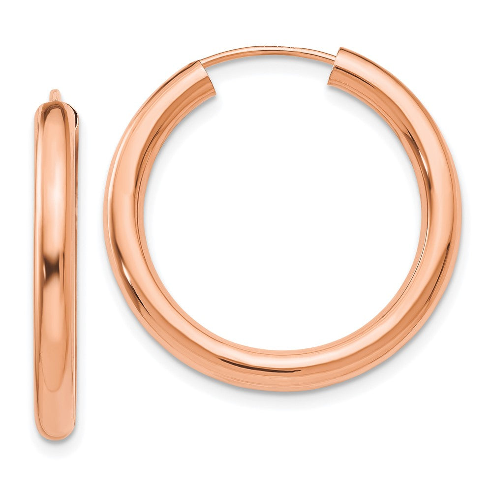 14k Rose Gold 25 mm Polished Endless Tube Hoop Earrings (1.62 grams)