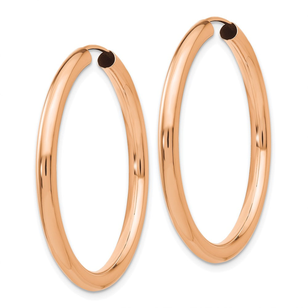 14k Rose Gold 34.3 mm Polished Endless Tube Hoop Earrings (2.32 grams)