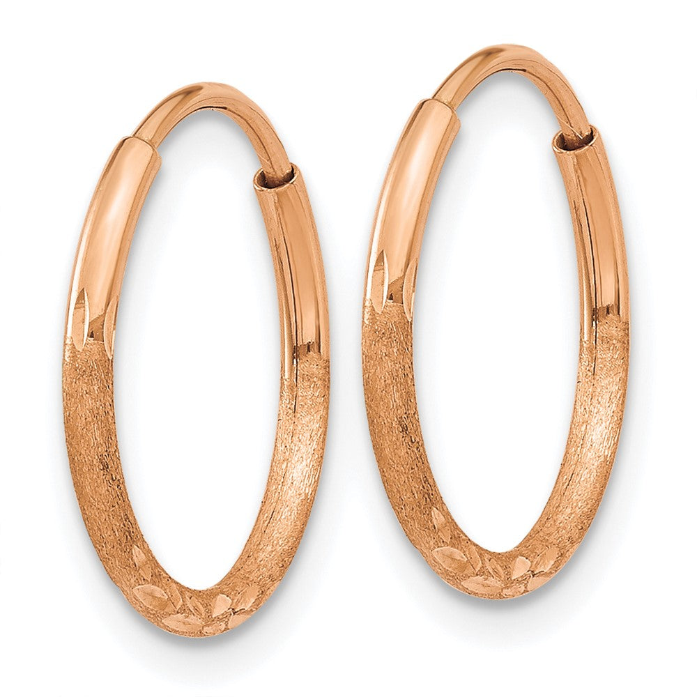 14k Rose Gold 14.5 mm Diamond-cut Endless Hoop Earring (0.4 grams)