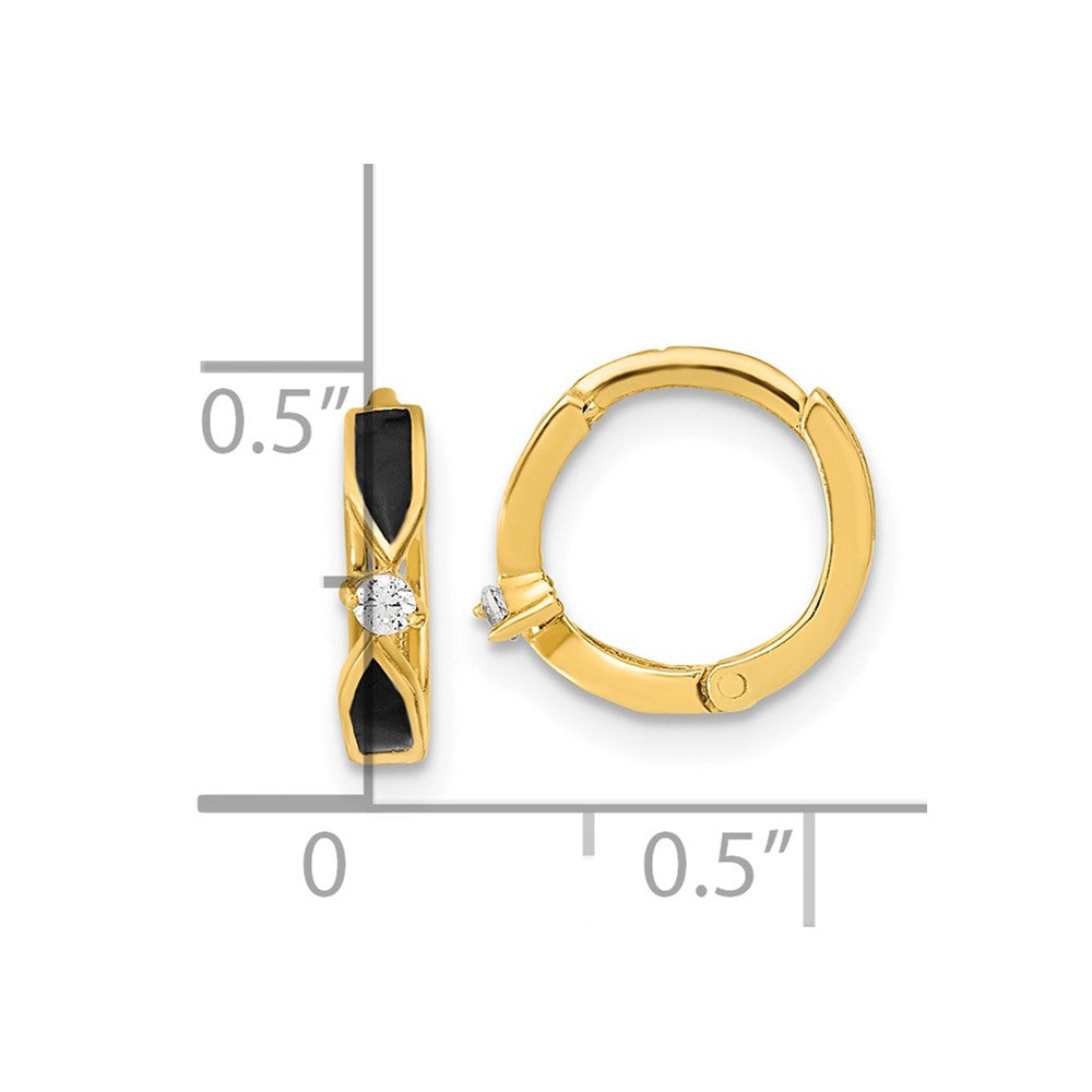 14k Yellow Gold 11 mm Polished Black Onyx Hoop Earrings (1.24 grams)