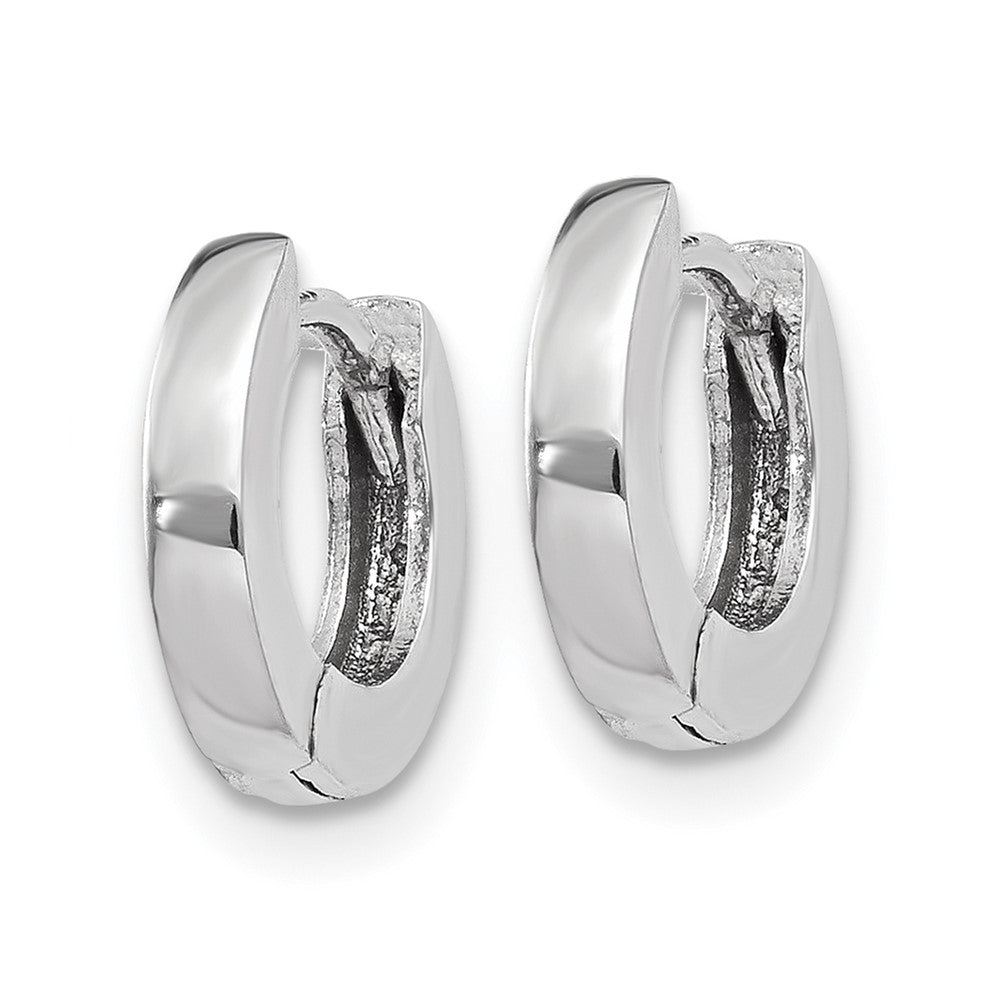 14k White Gold 2 mm Polished Round Hinged Hoop Earrings (1.24 grams)