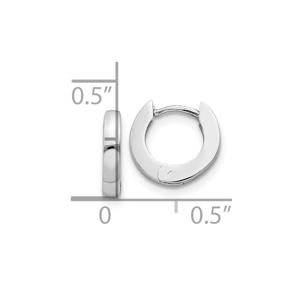 14k White Gold 2 mm Polished Round Hinged Hoop Earrings (1.24 grams)