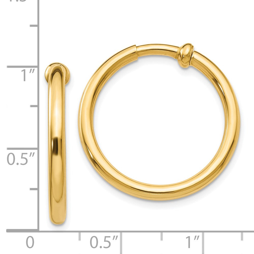 14k Yellow Gold 2.5 mm Non-Pierced Hoops Earrings (2.75 grams)