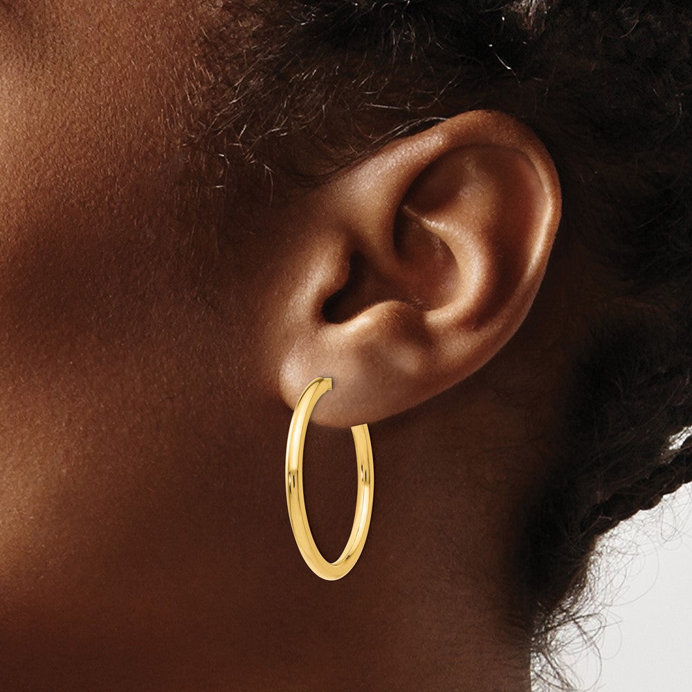 14k Yellow Gold 2.5 mm Non-Pierced Hoops Earrings (3.33 grams)