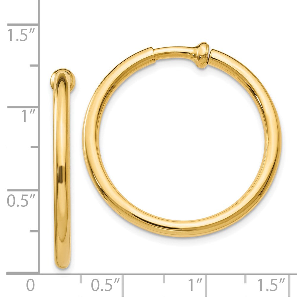 14k Yellow Gold 2.5 mm Non-Pierced Hoops Earrings (3.33 grams)