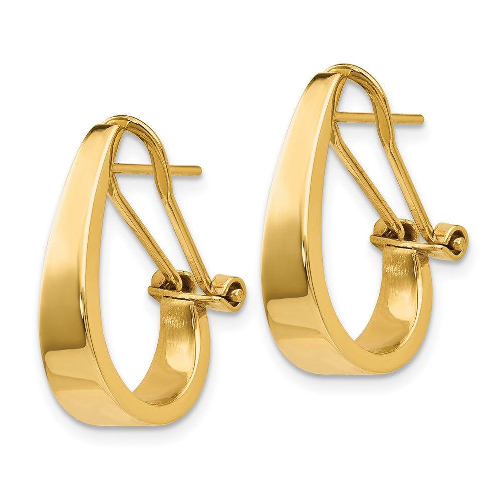 14k Yellow Gold 5 mm Polished J-Hoop Omega Back Post Earrings (1.88 grams)
