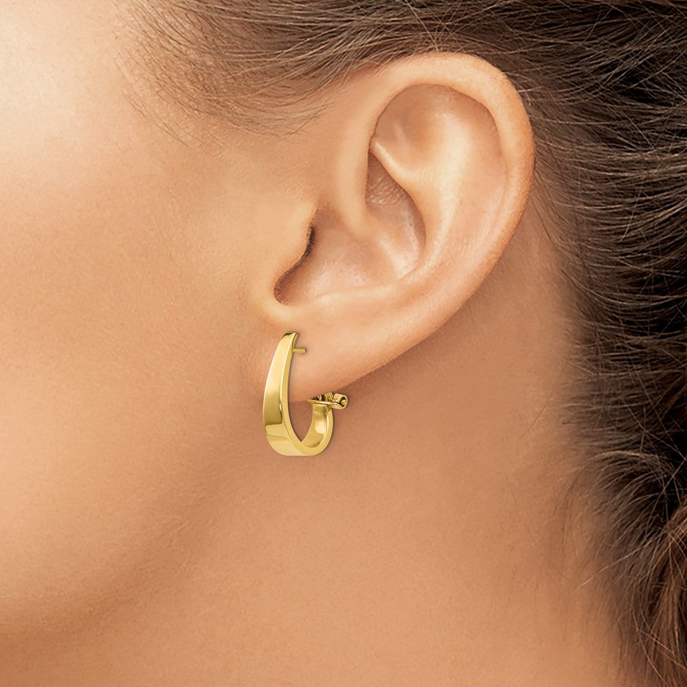 14k Yellow Gold 5 mm Polished J-Hoop Omega Back Post Earrings (1.88 grams)