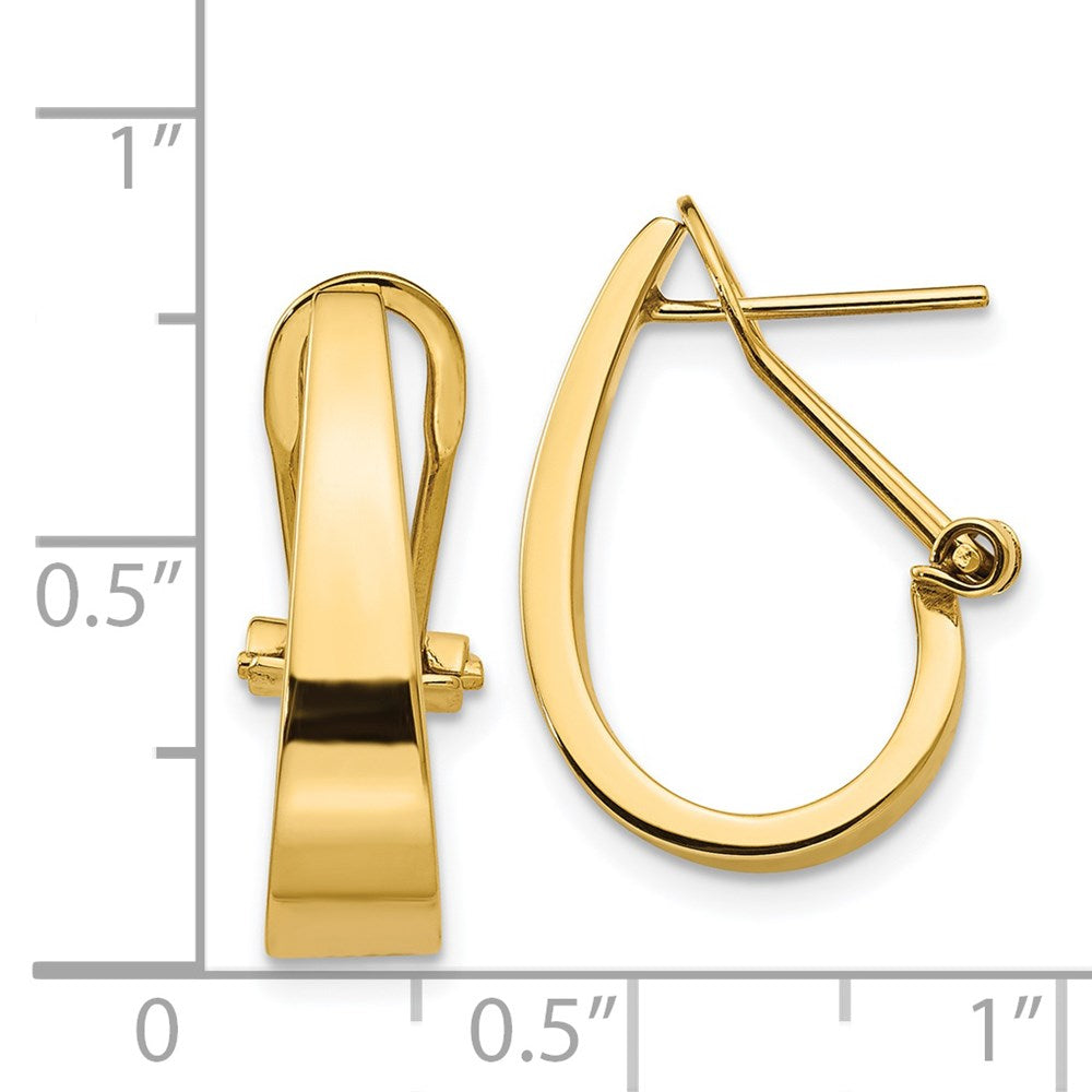 14k Yellow Gold 5 mm Polished J-Hoop Omega Back Post Earrings (1.88 grams)