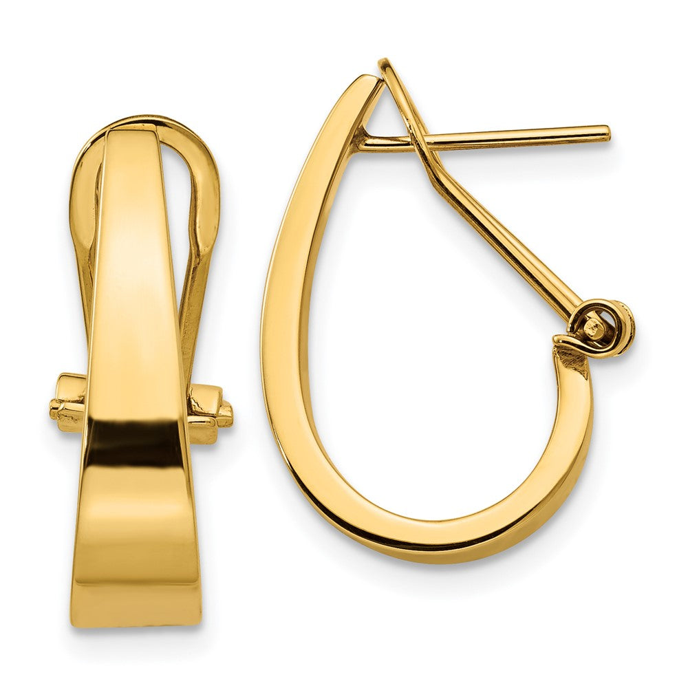 14k Yellow Gold 5 mm Polished J-Hoop Omega Back Post Earrings (1.88 grams)