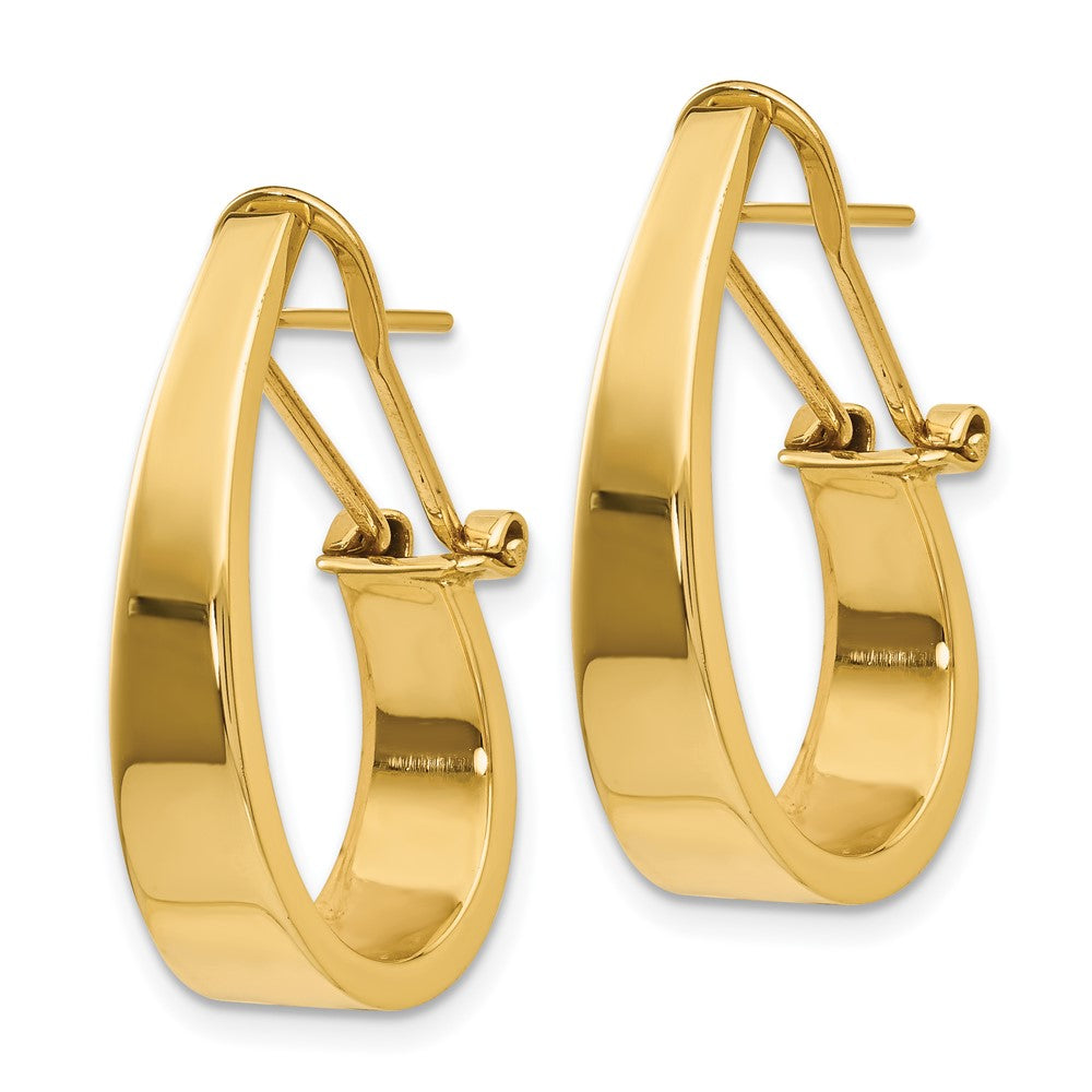14k Yellow Gold 6 mm Polished J-Hoop Click-in Back Post Earrings (2.71 grams)