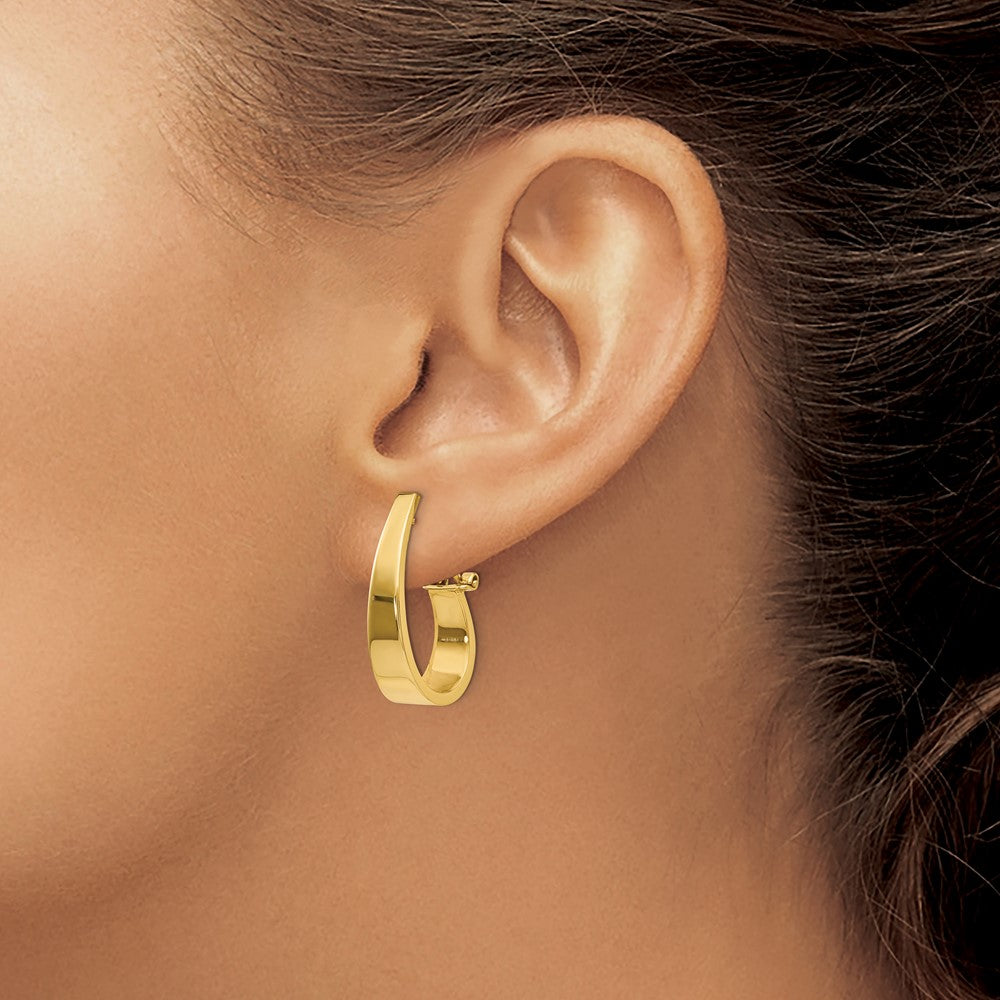 14k Yellow Gold 6 mm Polished J-Hoop Click-in Back Post Earrings (2.71 grams)