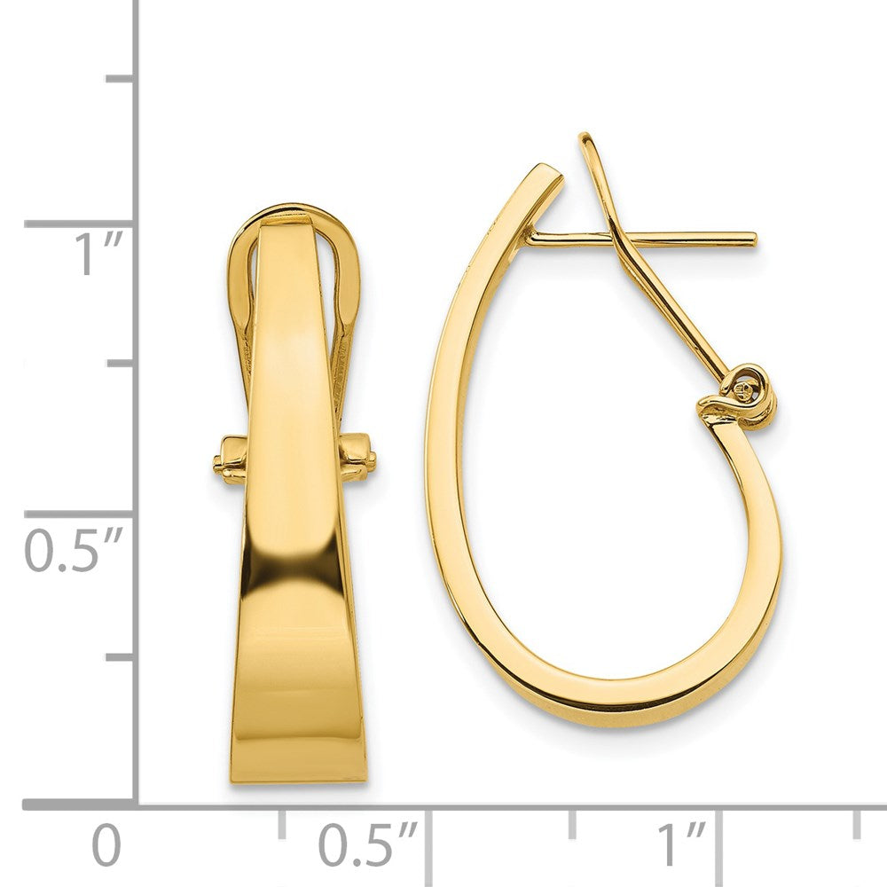14k Yellow Gold 6 mm Polished J-Hoop Click-in Back Post Earrings (2.71 grams)