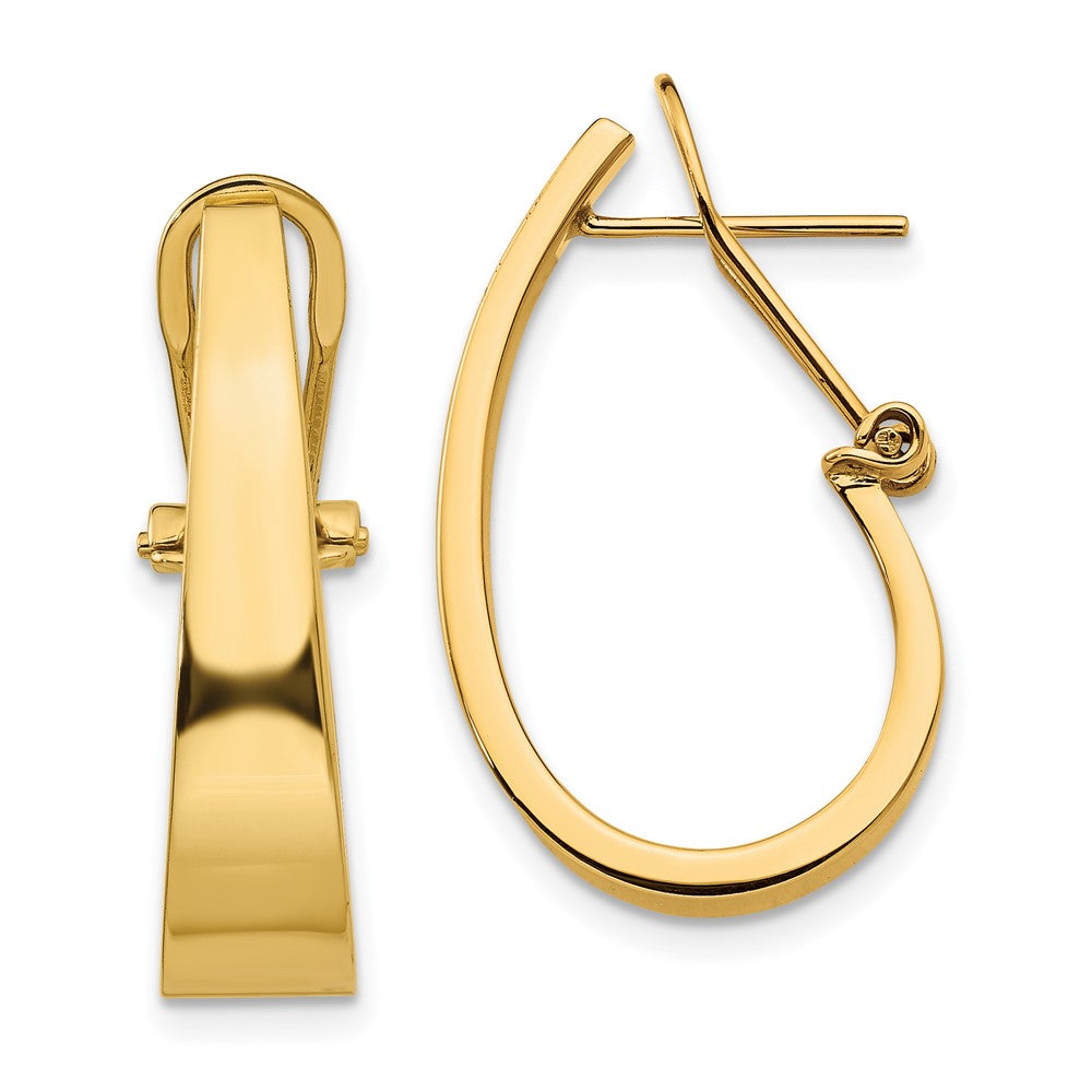 14k Yellow Gold 6 mm Polished J-Hoop Click-in Back Post Earrings (2.71 grams)