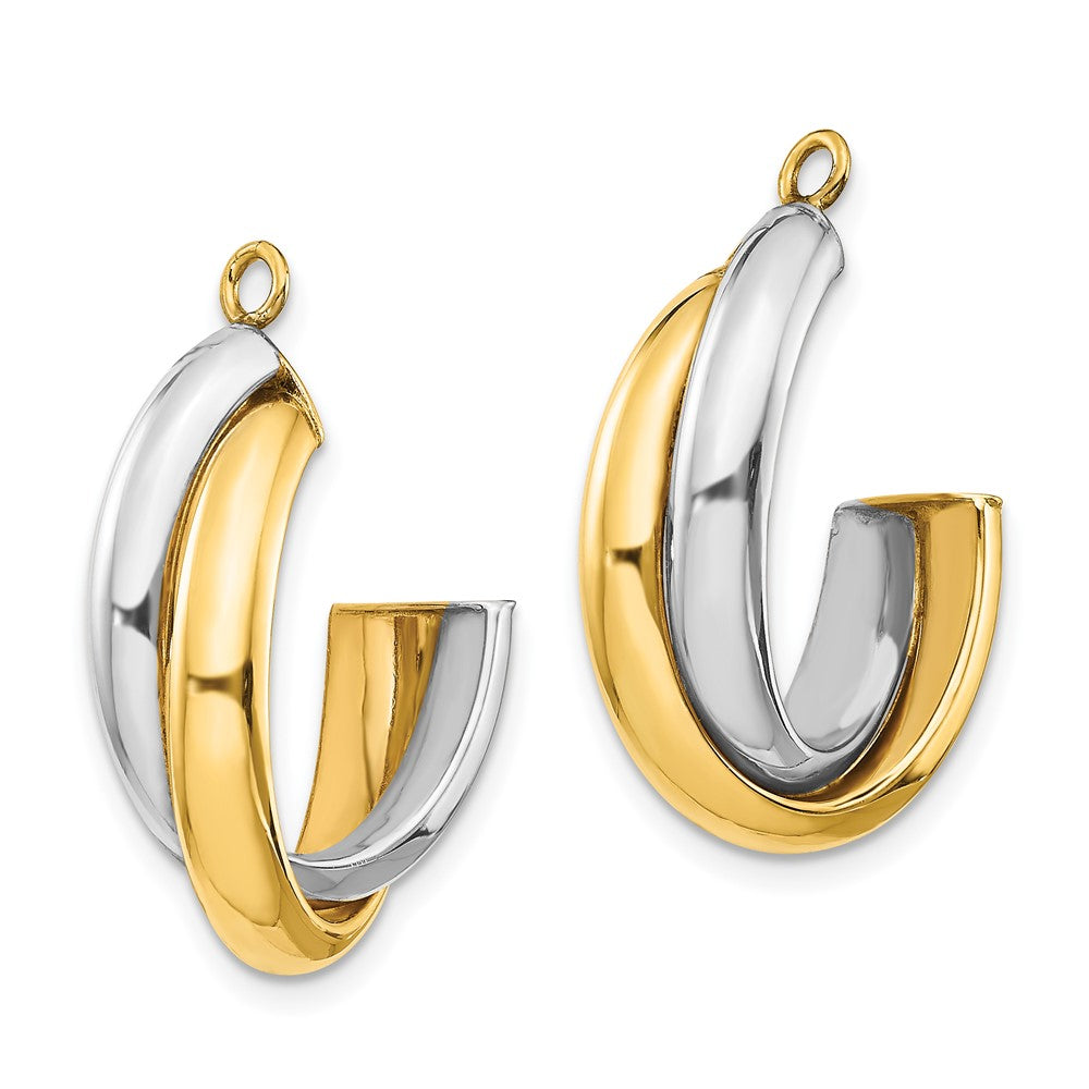 14k Two-tone 8 mm Polished Double J-Hoop Earring Jackets (1.81 grams)