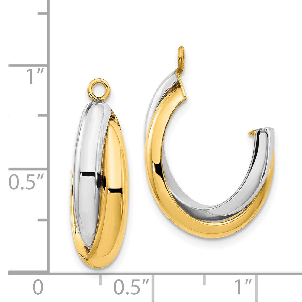 14k Two-tone 8 mm Polished Double J-Hoop Earring Jackets (1.81 grams)