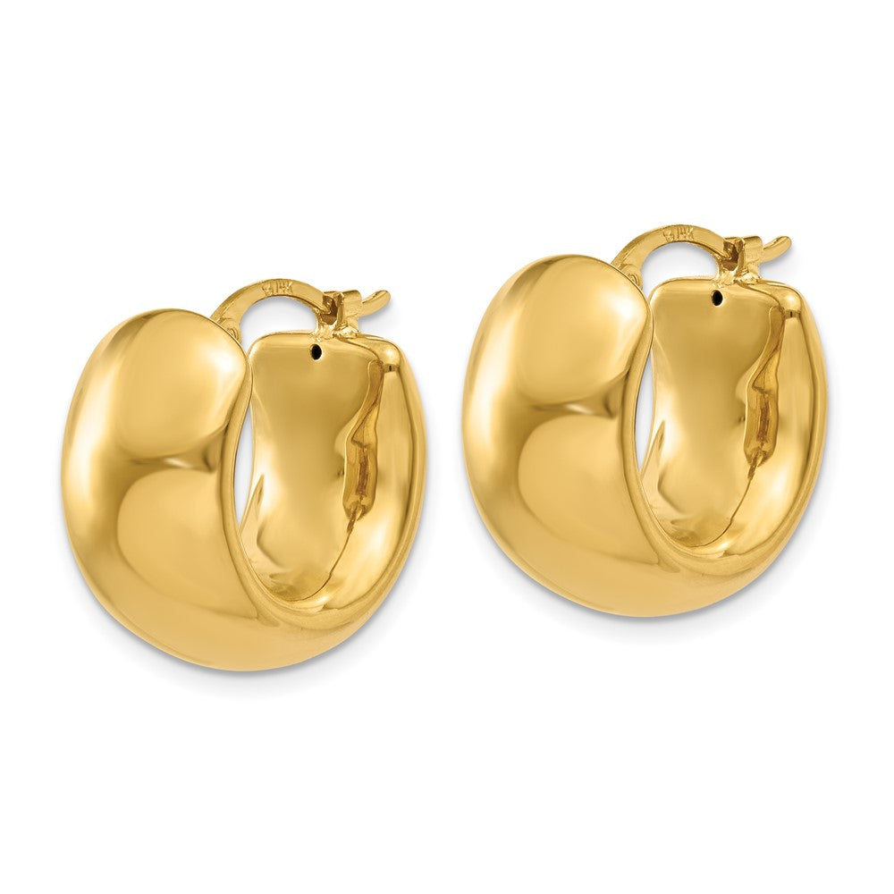 14k Yellow Gold 9 mm Wide Puffed Hoop Earrings (2.69 grams)