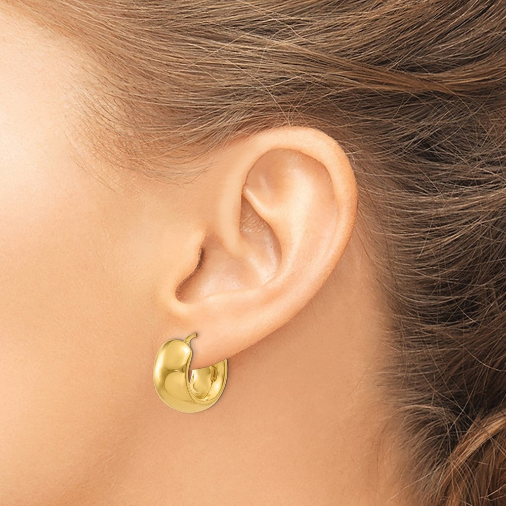 14k Yellow Gold 9 mm Wide Puffed Hoop Earrings (2.69 grams)