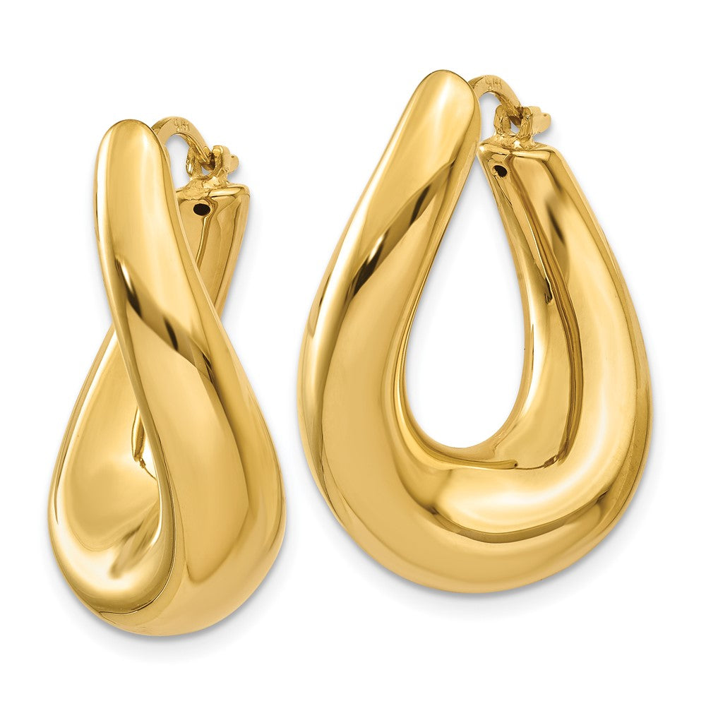 14k Yellow Gold 9 mm Twisted Oval Hoop Earrings (2.41 grams)