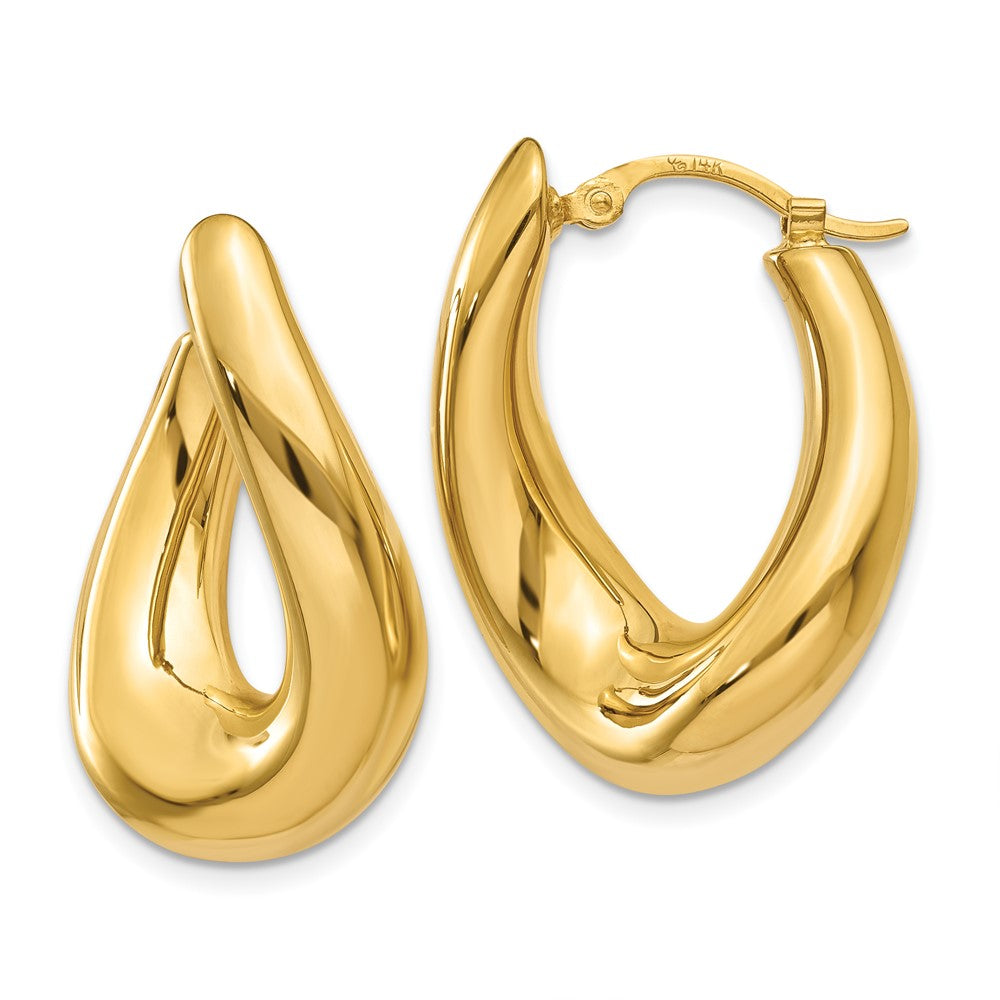 14k Yellow Gold 9 mm Twisted Oval Hoop Earrings (2.41 grams)