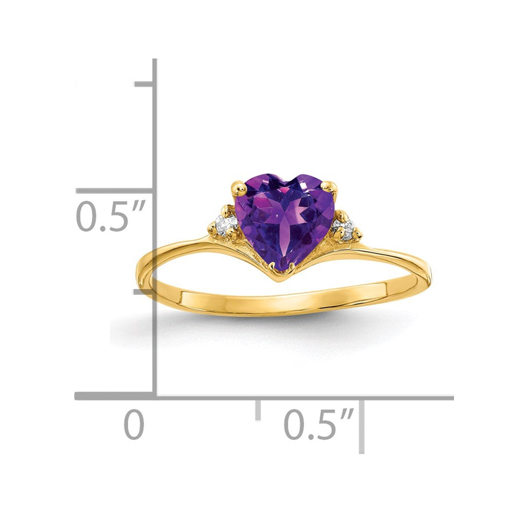 14k 6mm Heart Amethyst AA Diamond ring (1.24 grams)