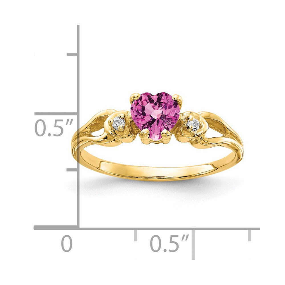 14k 5mm Heart Pink Sapphire AA Diamond ring (1.96 grams)