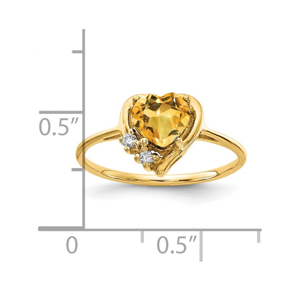 14k 6mm Heart Citrine AA Diamond ring (1.75 grams)