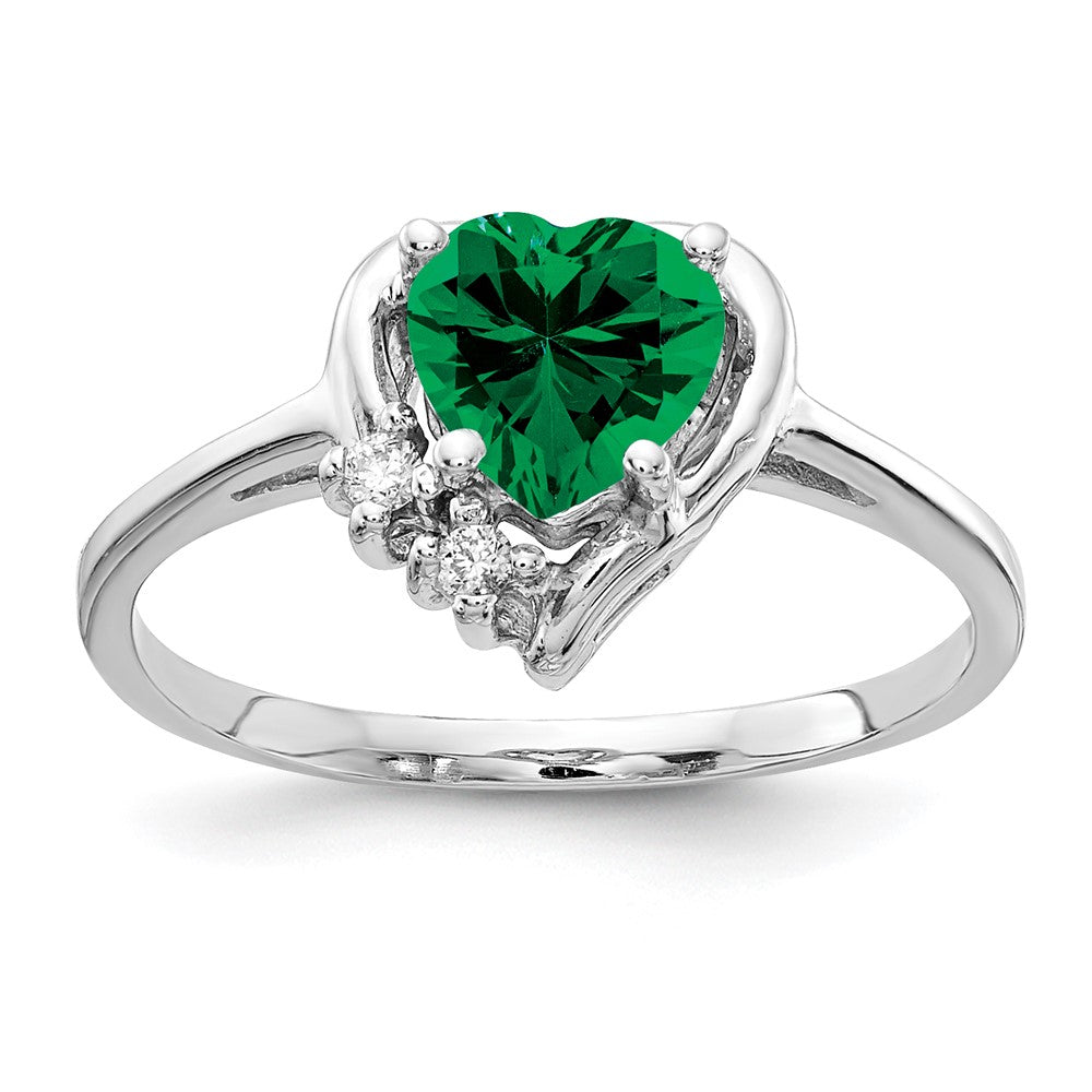 14k White Gold 6mm Heart Mount St. Helens AA Diamond ring (1.72 grams)