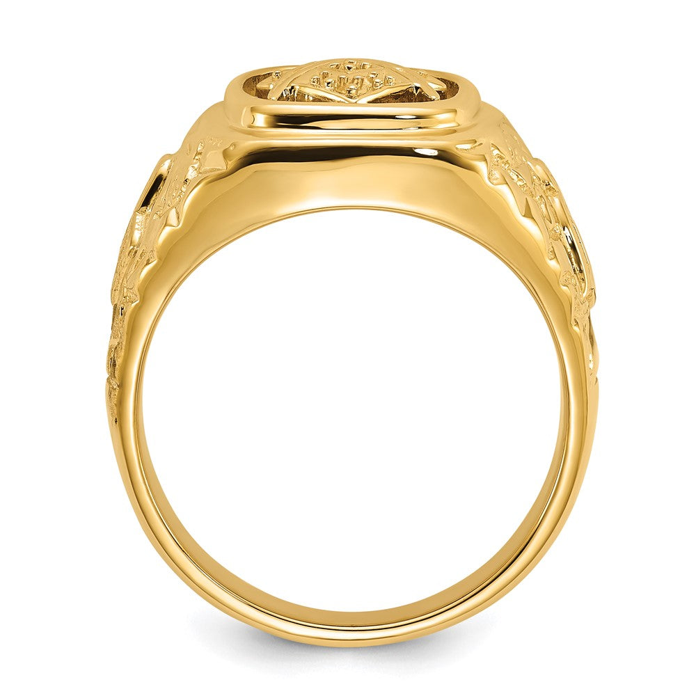 14k Polished and Nugget Texture Masonic Ring Mounting (12.3 grams)