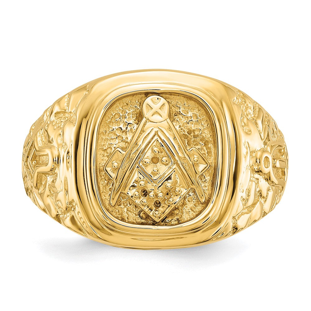 14k Polished and Nugget Texture Masonic Ring Mounting (12.3 grams)