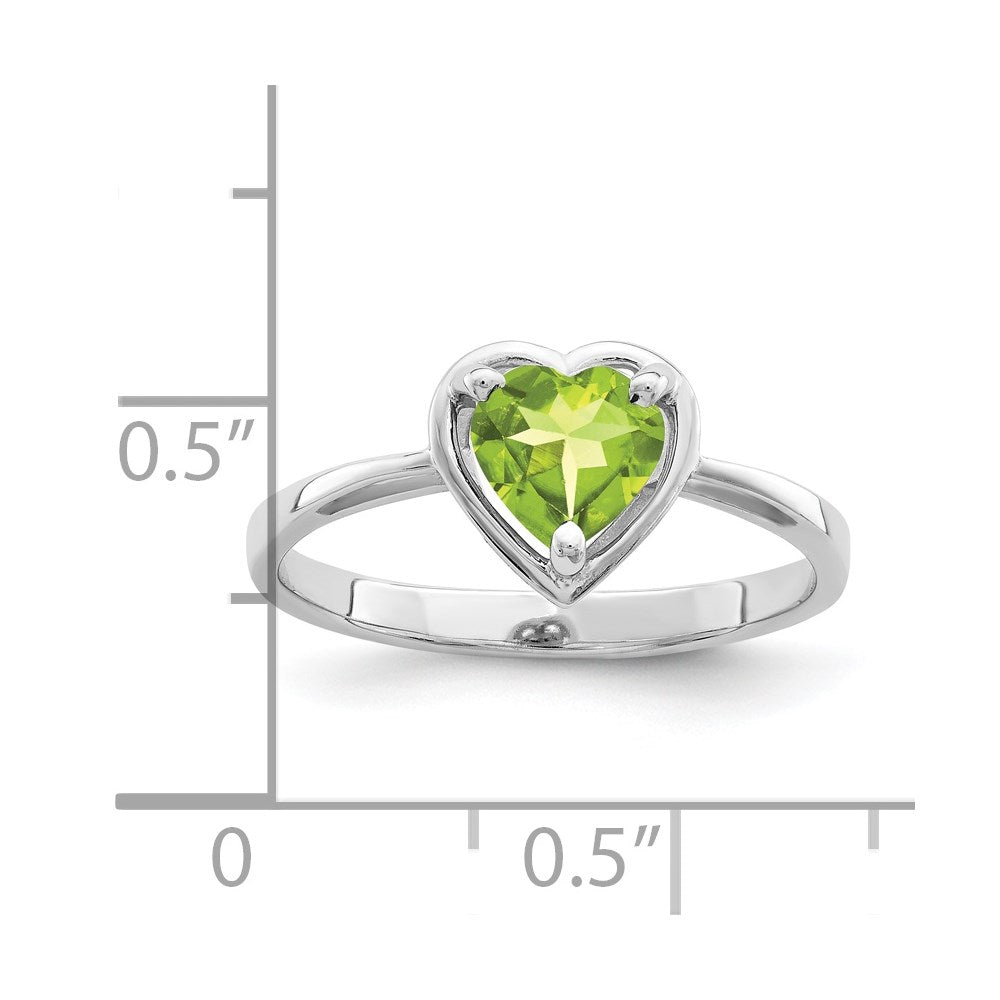 14k White Gold 6mm Heart Peridot ring (1.56 grams)