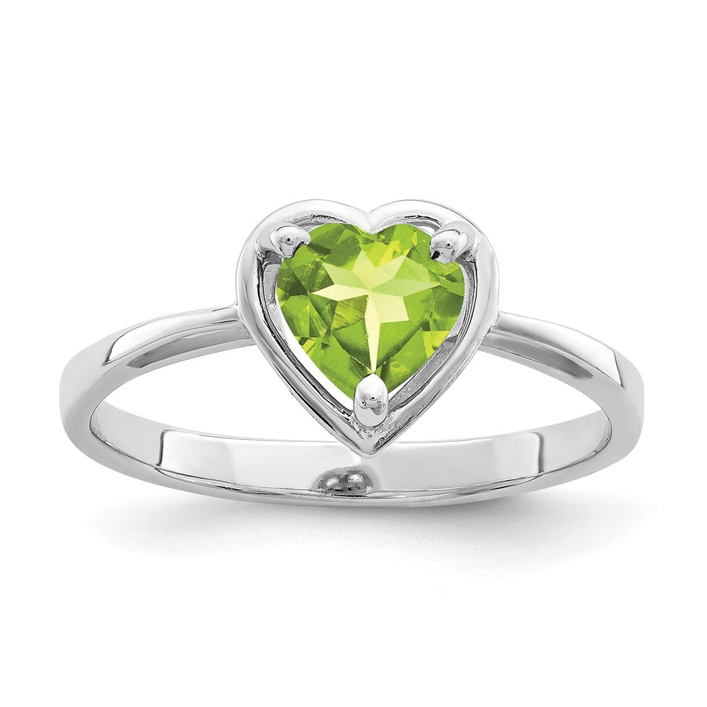 14k White Gold 6mm Heart Peridot ring (1.56 grams)