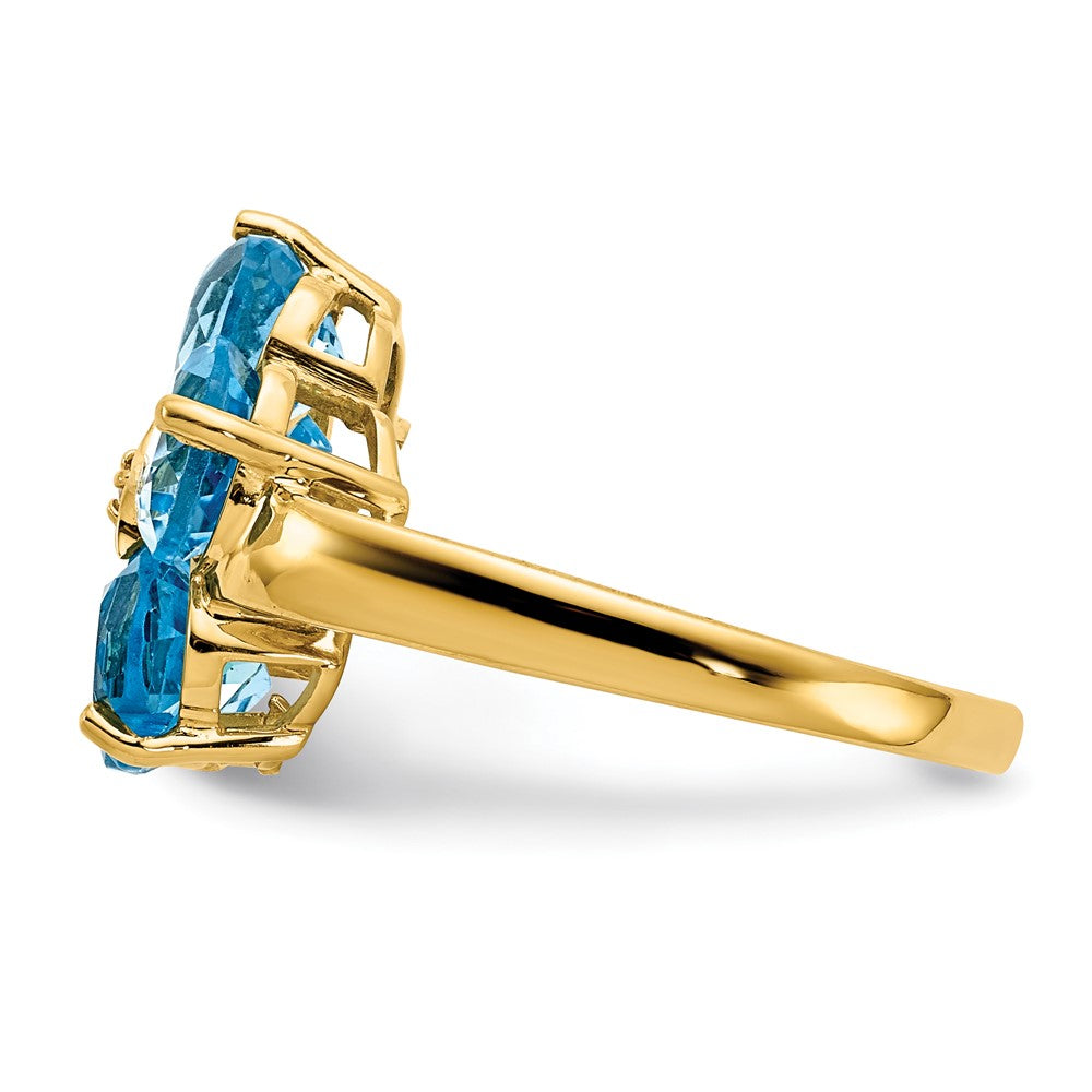 14k 6mm Heart Blue Topaz AA Diamond ring (3.6 grams)