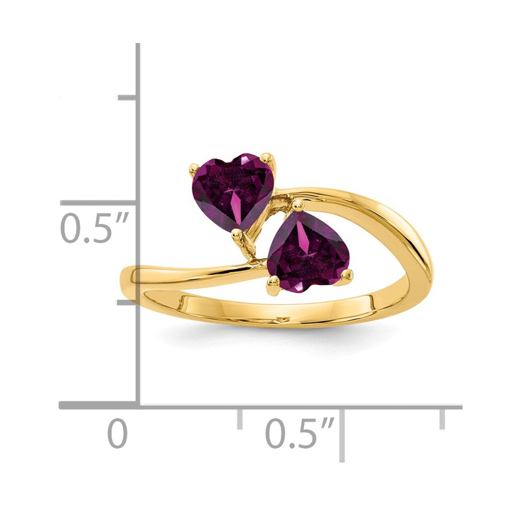 14k 5mm Heart Rhodolite Garnet ring (2.17 grams)