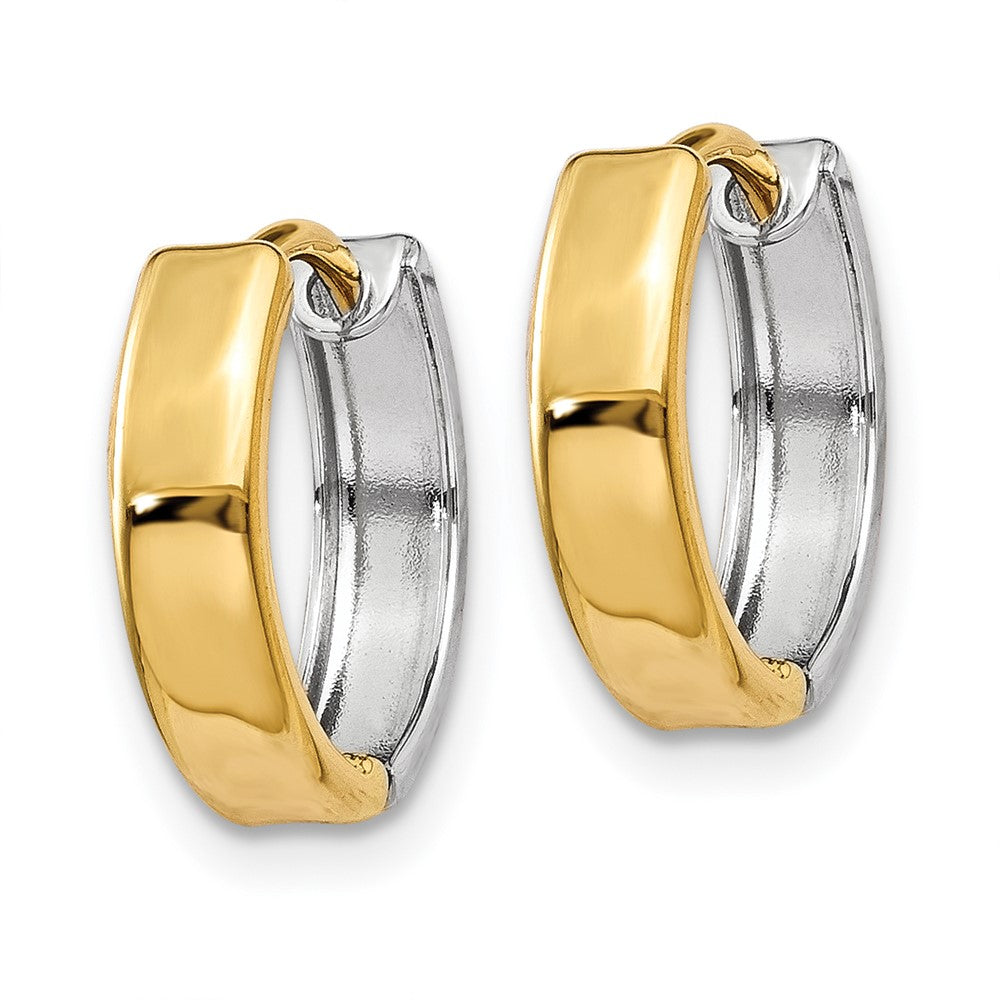 14k Two-tone 3.5 mm Hinged Hoop Earrings (1.3 grams)