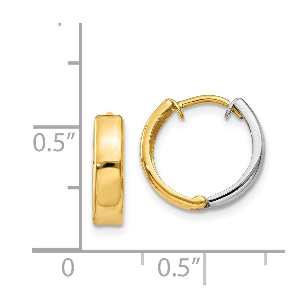 14k Two-tone 3.5 mm Hinged Hoop Earrings (1.3 grams)