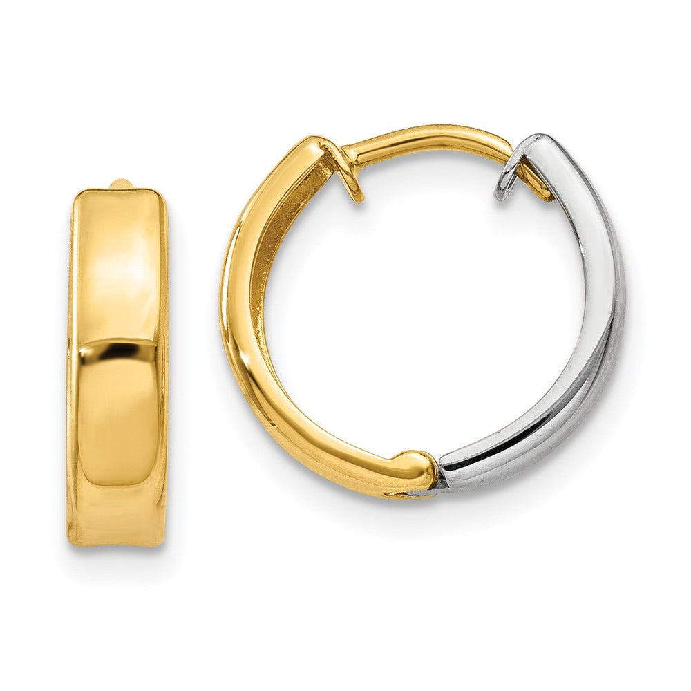 14k Two-tone 3.5 mm Hinged Hoop Earrings (1.3 grams)