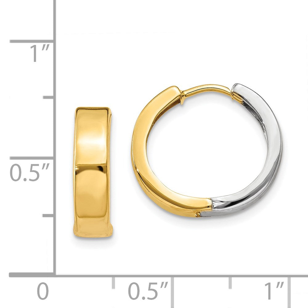 14k Two-tone 4 mm Hinged Hoop Earrings (1.73 grams)