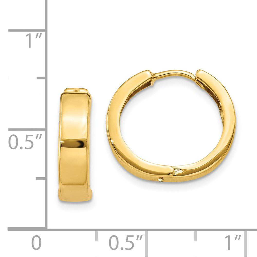14k Yellow Gold 3.5 mm Round Hinged Hoop Earrings (3.22 grams)