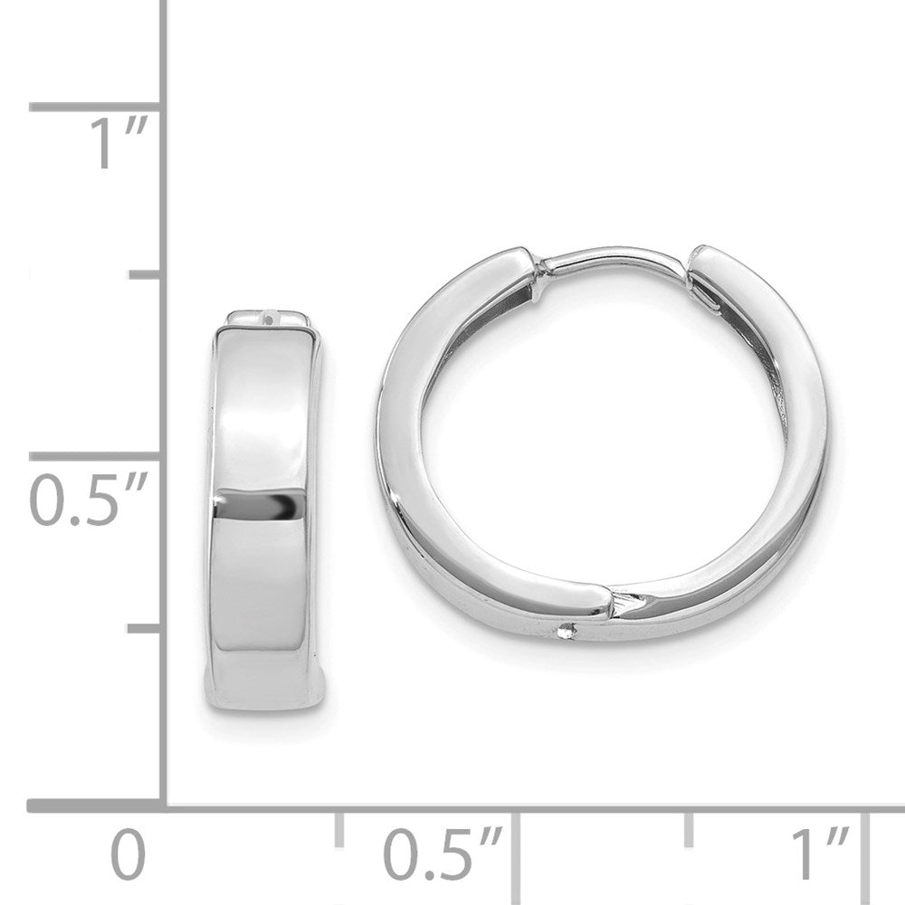 14k White Gold 3.5 mm Round Hinged Hoop Earrings (3.21 grams)