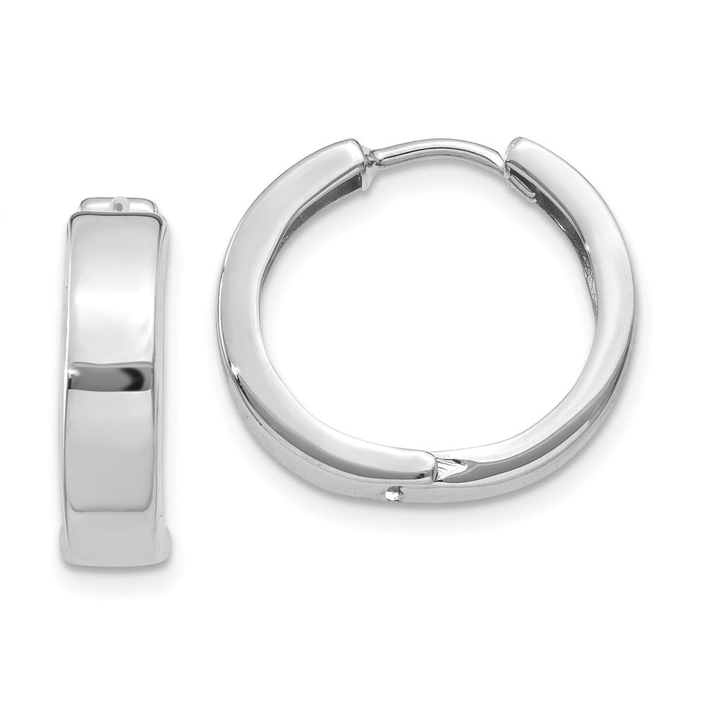 14k White Gold 3.5 mm Round Hinged Hoop Earrings (3.21 grams)