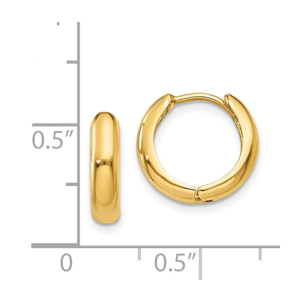 14k Yellow Gold 12 mm Polished Hinged Hoop Earrings (1.32 grams)