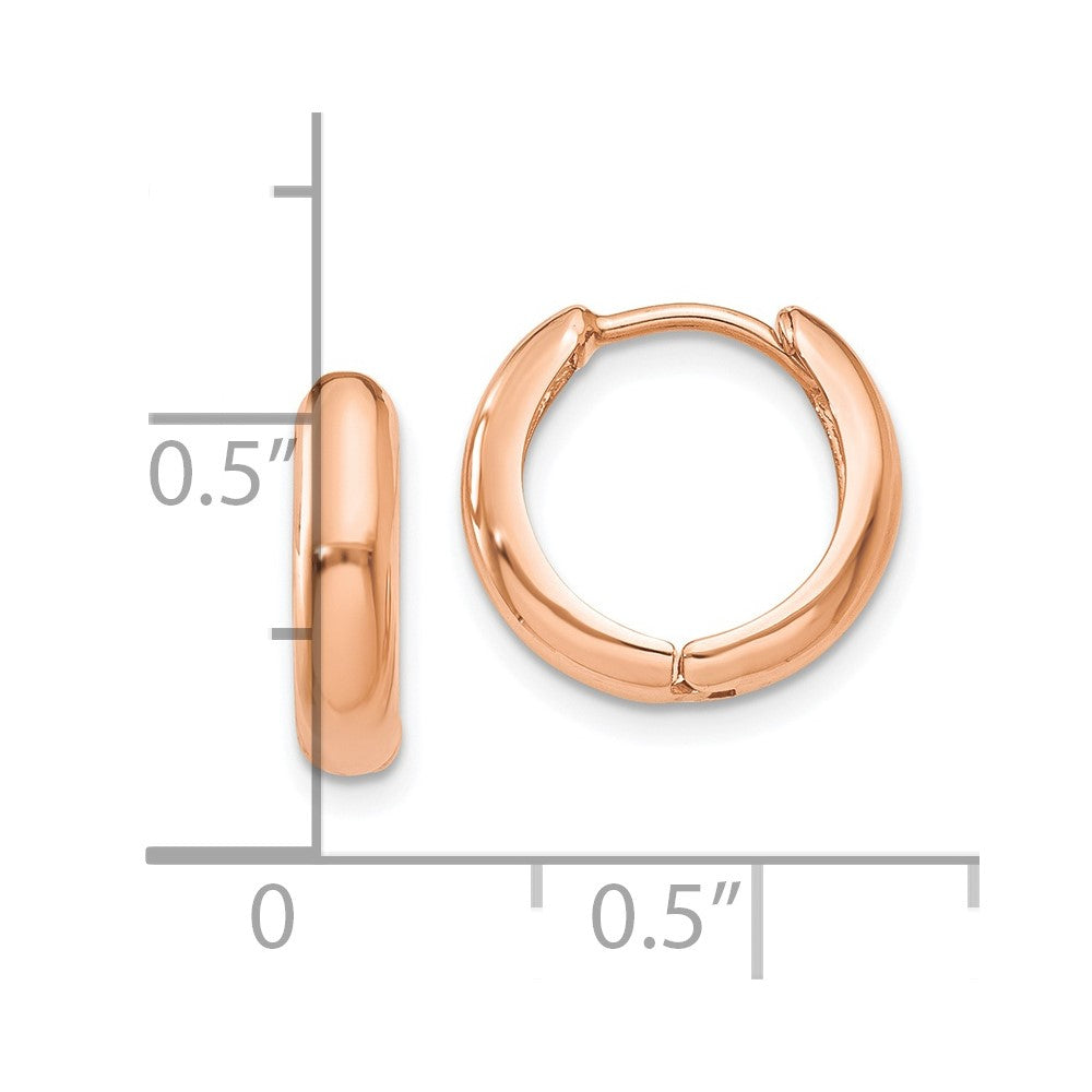 14k Rose Gold 12 mm Polished Hinged Hoop Earrings (1.31 grams)