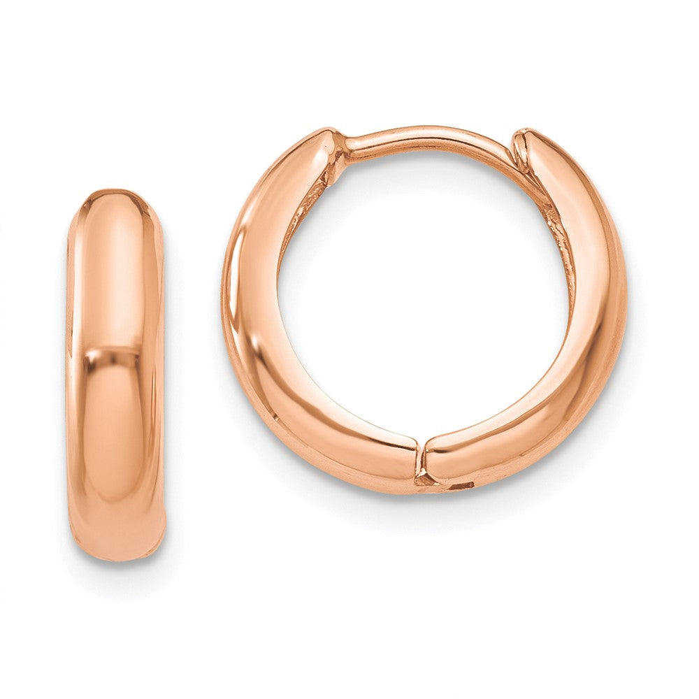 14k Rose Gold 12 mm Polished Hinged Hoop Earrings (1.31 grams)