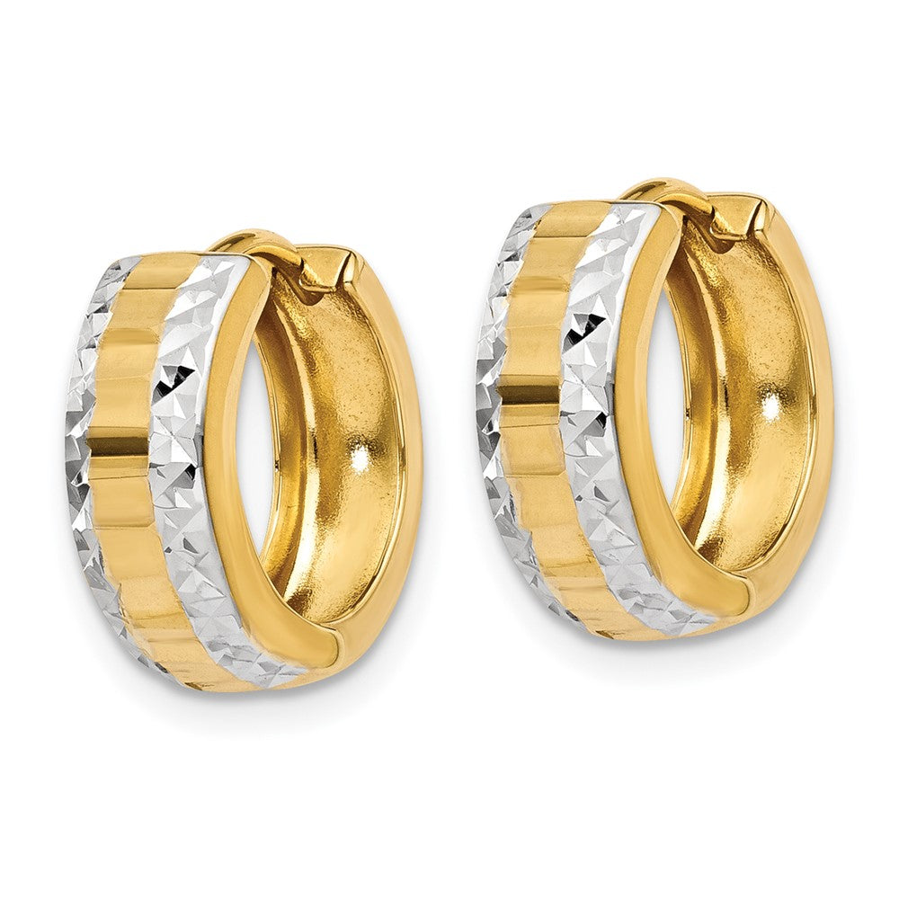 14k Yellow & Rhodium 5 mm Hinged Hoop Earrings (1.72 grams)
