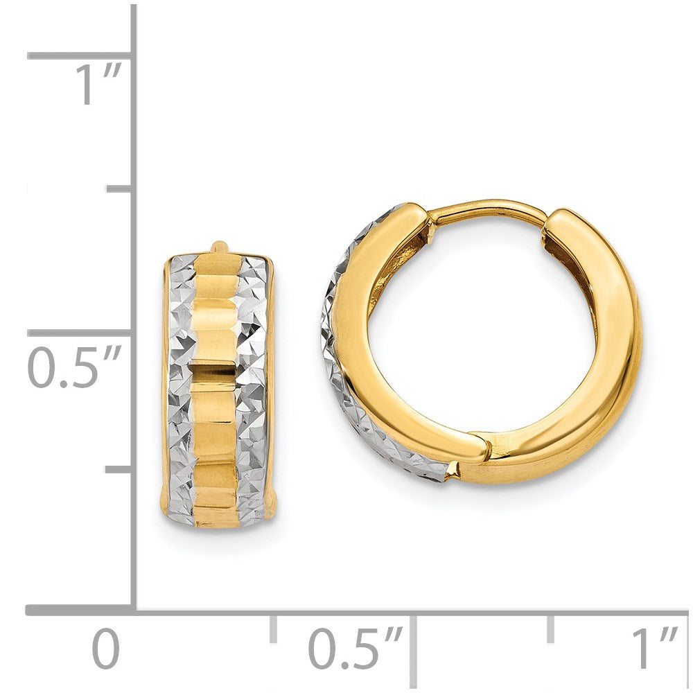 14k Yellow & Rhodium 5 mm Hinged Hoop Earrings (1.72 grams)