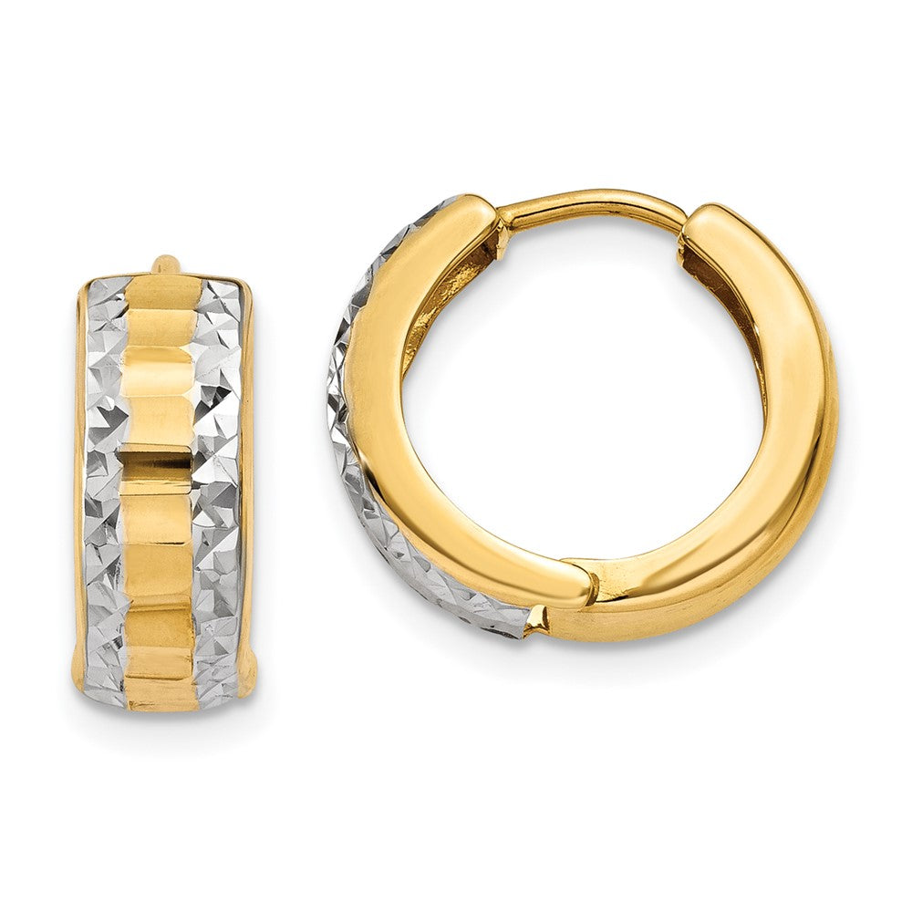 14k Yellow & Rhodium 5 mm Hinged Hoop Earrings (1.72 grams)